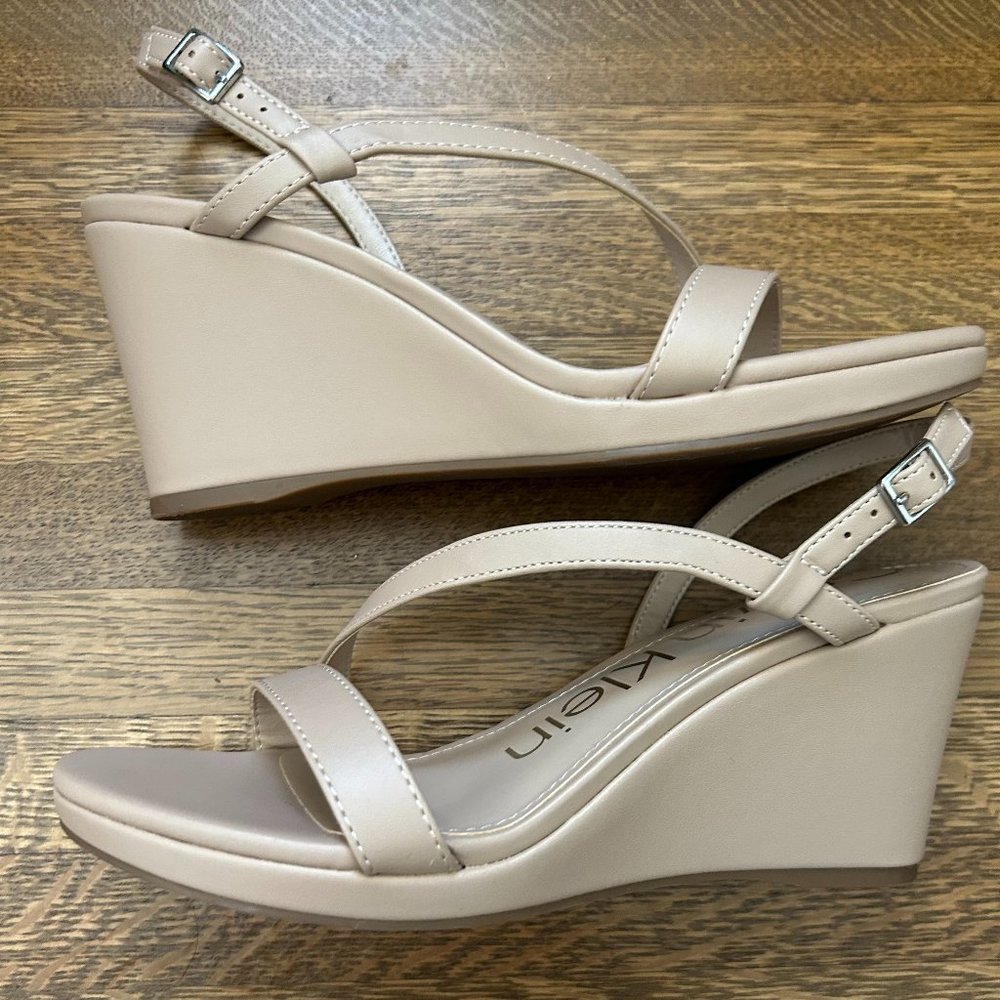 Calvin Klein | Strappy Wedge Heels | Smooth Nude